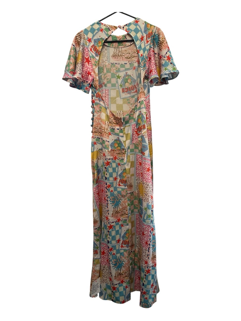 NWT ASOS Multi-Color Florida Themed Patchwork Maxi Dress Size 4 - Picture 2 of 9